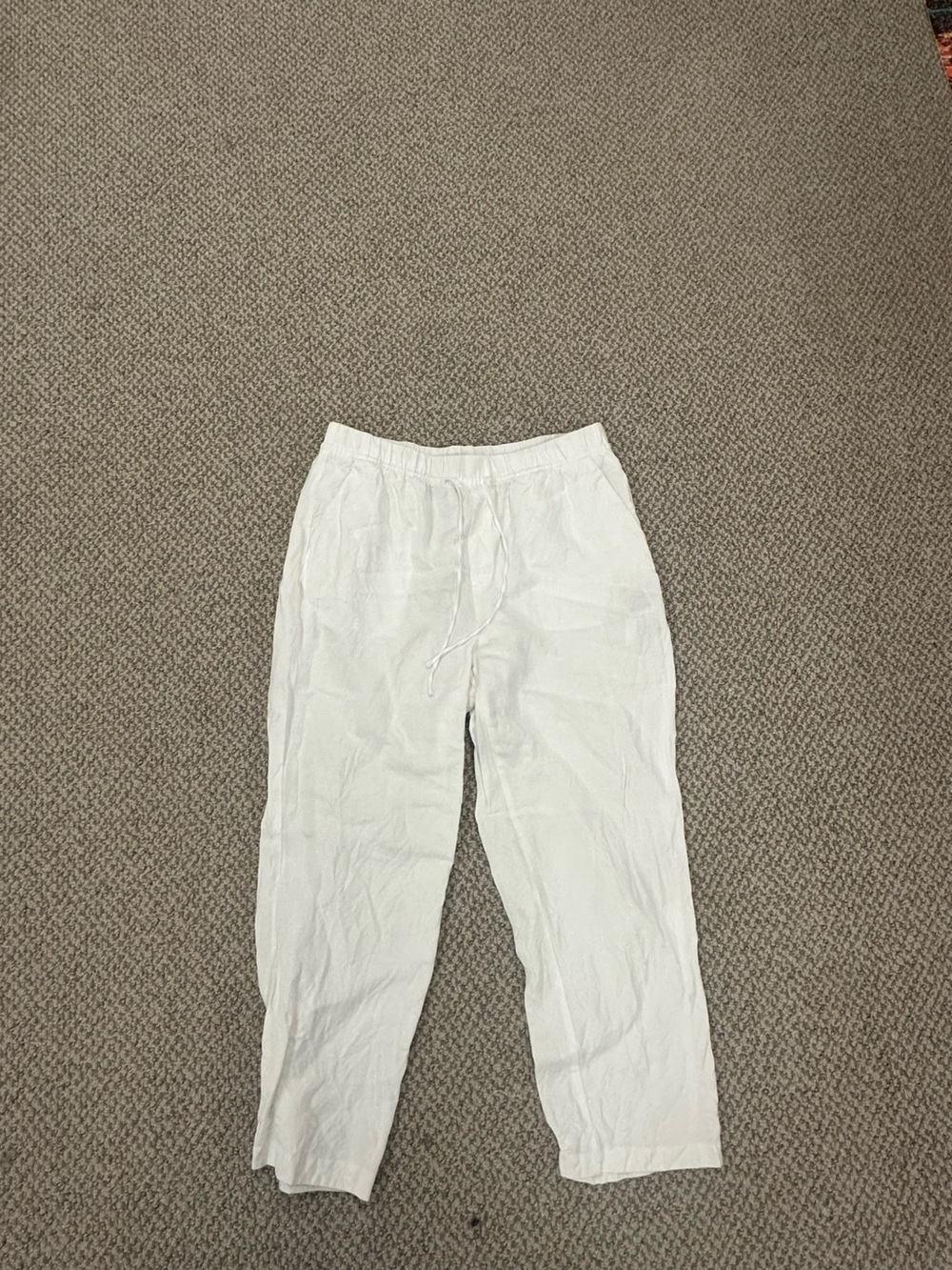 Women’s  h and m White Drawstring Linen Blend Pants